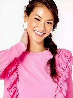 Lilly Pulitzer Deva Ruffle Pink Sweatshirt XL